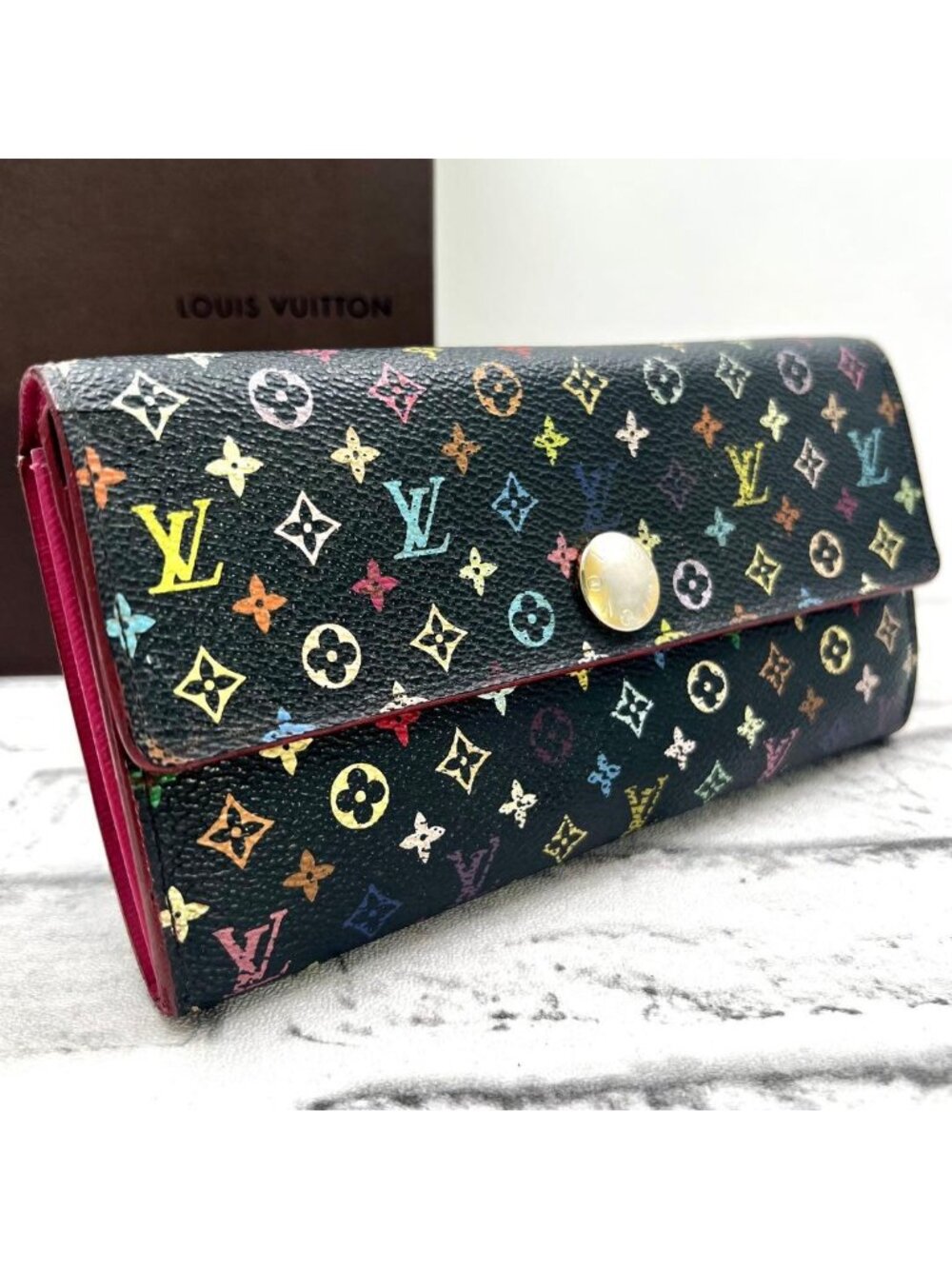 Louis Vuitton Multicolor Portefeuille Sarah Black Pink Wallet